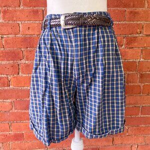 90s plaid belted shorts